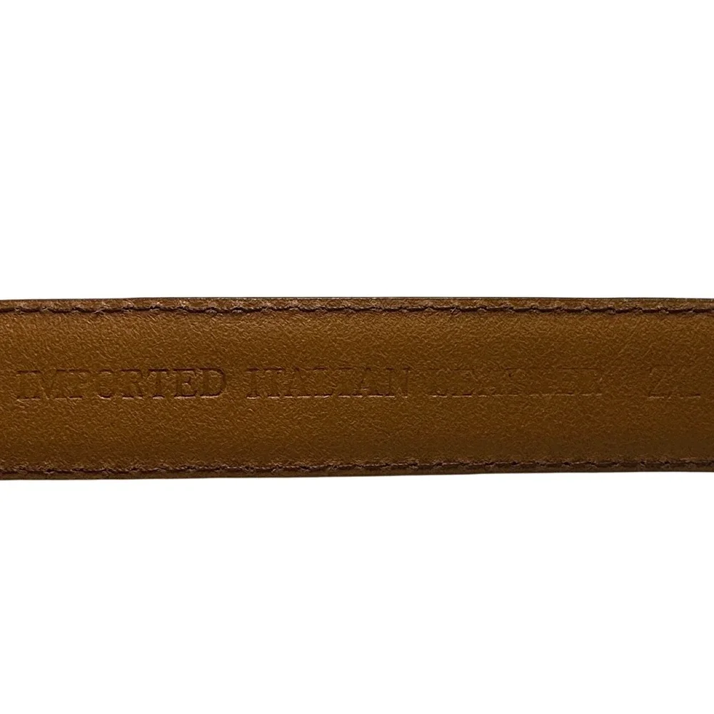 Irvine Park Mens Cognac‎ Ostrich Embossed Italian Leather Belt Gold Hardware 2XL